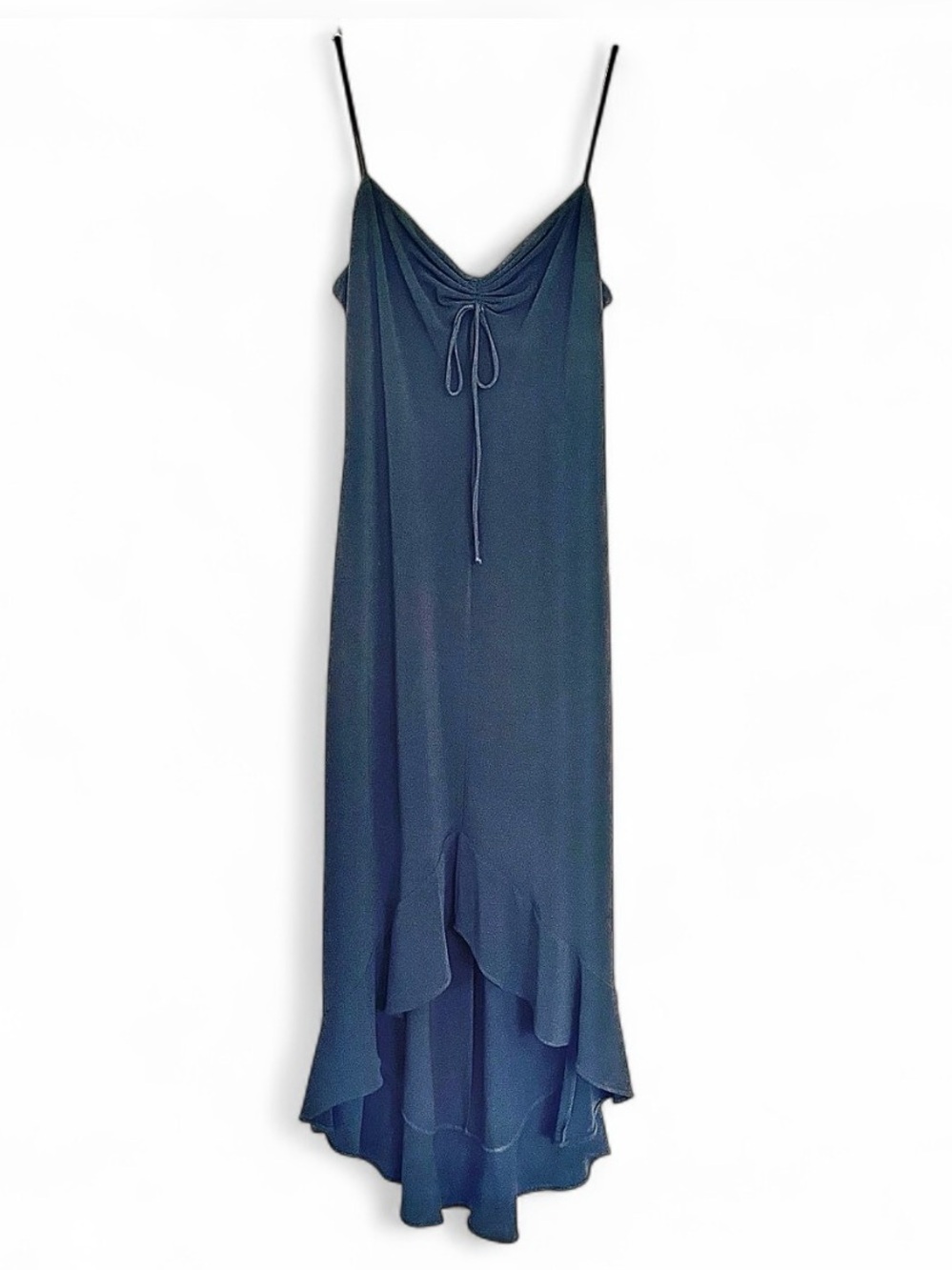Y2K Laundry Bow Tie Mermaid Style High Low  Ruffle Hem Dress Black Formal 2